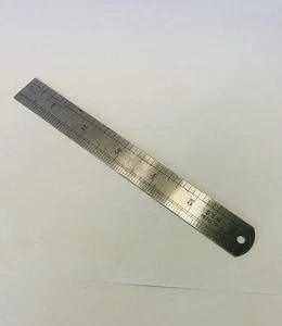 Vintage 6“ 15cm Metal Ruler D.S.W 1970 P.O Pocket - Picture 1 of 2