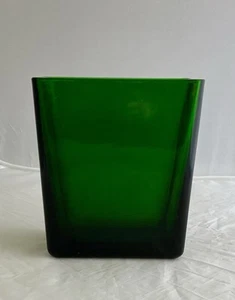 Vintage Napco Emerald Green Glass Rectangular Vase - Picture 1 of 8