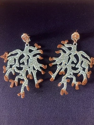 🔴 DEA GIOIELLI  orecchini ARGENTO laminati oro RAMI DI CORALLI TURCHESE  raggio - Immagine 1 di 4