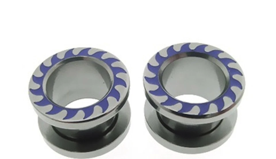 PAR DE TÚNELES TAPONES OREJERAS BLUE LAZER ART 2g 6MM túnel carne Foto 1 de 1