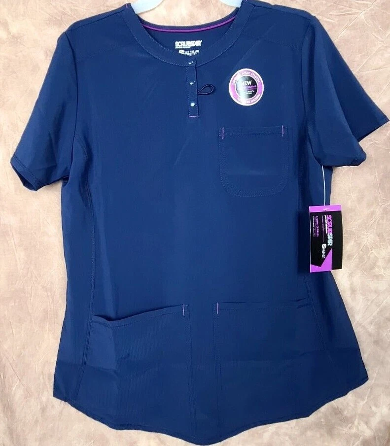 2 Womens Small Navy Blue Scrub Top Supreme V Neck Scrubstar Indigo -Lot
