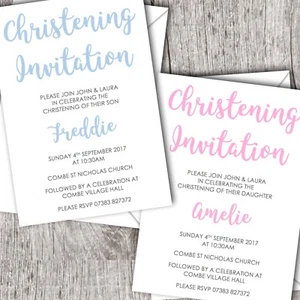 Personalised Invitations • Christening ~ Baptism ~ Naming Day • Girl/Boy Stylish - Picture 1 of 3