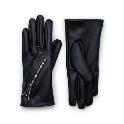 Guantes con cremallera de cuero sintético negros para mujer (talla L/XL) NUEVOS CON ETIQUETAS Foto 1 de 2