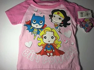 DC Comics NWT Size 12M Girl's 3 Super Girls Logo T-Shirt Pink (Girl Power!) B1 - Picture 1 of 5
