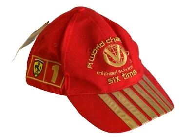 NUEVO CON ETIQUETAS FERRARI FORMULA 1 GORRA DE CARRERAS MICHAEL SCHUMACHER SEIS VECES CAMPEÓN Foto 1 de 4