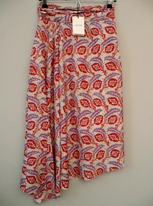 ISABEL MARANT Size 36 UK 8 6 SILK Skirt Javenia Leaf Print Orange White BNWT New - Picture 1 of 11
