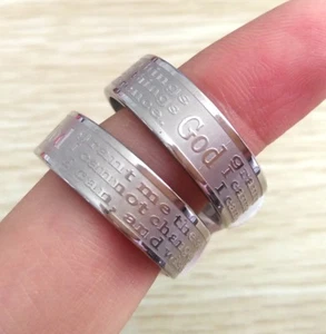 12pcs Engrave Serenity Prayer Wedding Rings Religious Jesus Stainless Steel Ring - Picture 1 of 4