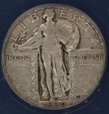1930-P 1930 Standing Liberty Quarter 25c ANACS - EF45 XF45 Foto 1 de 4