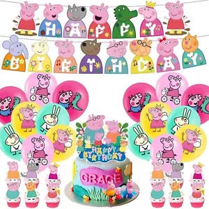 Peppa Pig Birthday Party Supplies,Cake Topper Banner Balloons Decorate Set - Picture 1 of 7