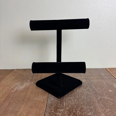 Estante de exhibición de almacenamiento de collar y pulsera de terciopelo negro Foto 1 de 4