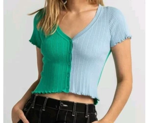 TILLYS FULL TILT Crop Top Women's Junior's Medium Color Block Cardigan - Picture 1 of 8