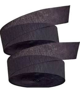 TWO Crepe Paper Streamers Party Jumbo Rolls Jet Black 1000' Decoration NEW - Picture 1 of 9