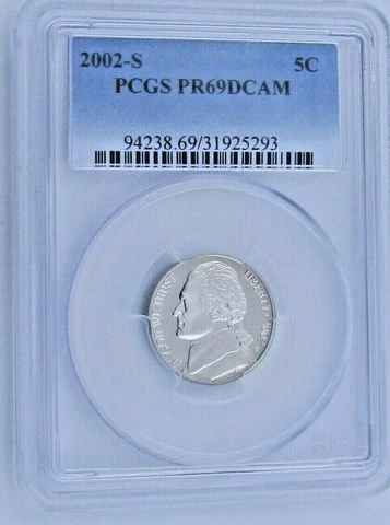 2002 S Proof Jefferson Nickel - PCGS PR 69 DCAM Deep Cameo (O) Guide $15 Cover
