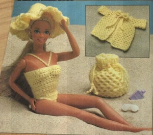 FASHION DOLL SEA & SUN BATHING SUIT DIGEST SIZE CROCHET PATTERN INSTRUCTIONS - Picture 1 of 1