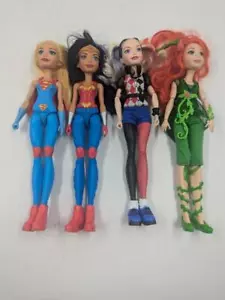 LOT of 4 2015 Mattel DC Comics Supergirl Poison Ivy Harley Quinn Wonder Girl - Picture 1 of 7