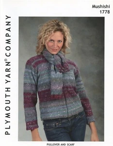 Plymouth Yarn Knitting Pattern 1778 Mushishi Pullover & Scarf - Women - Picture 1 of 2