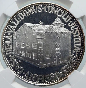 1965 ANDORRA Council of Justice House OLD PROOF Silver 50 Diners Coin NGC i85461 - Picture 1 of 5