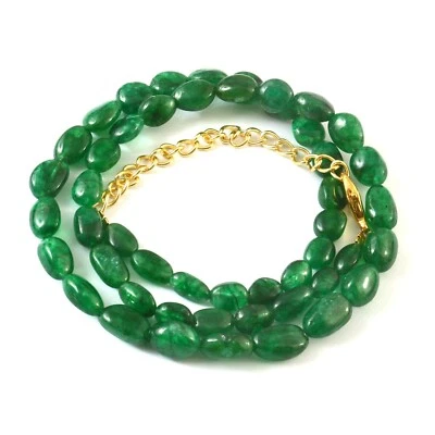 Collar con cuentas de piedras preciosas de berilo esmeralda natural 16 pulgadas Foto 1 de 3