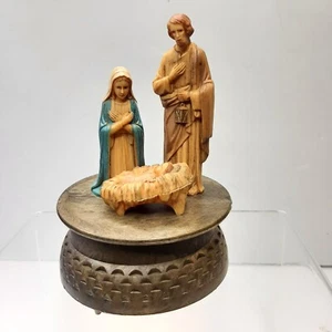 60er Jahre Krippe Spieluhr Stille Nacht Krippe Weihnachten Hongkong FUNKTIONIERT - Bild 1 von 13