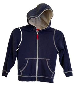 HANNA ANDERSSON Kids Unisex Sz 110 (5) Sherpa Lined Sweatshirt Zip Hoodie-Navy - Picture 1 of 5