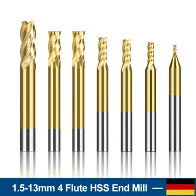 XCAN HSS Schaftfräser 4 Zähne Ø1,5-13mm 1/7/10/11 Stk Titanbeschichtung