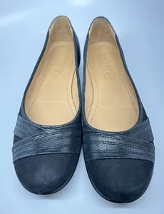 Hotter ladies flats Shoes Black leather and suede Natasha sz 11 Casual Office - Picture 1 of 7