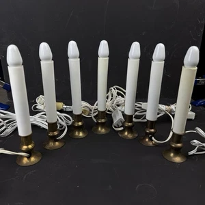 Set of 7 Holiday Candle Lights White Plug In - Picture 1 of 4