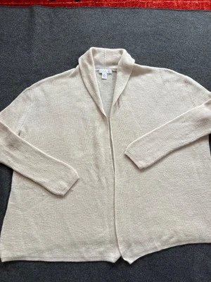 Cárdigan Nordstrom Signature cachemir/lino frente abierto blanco roto XL para mujer Foto 1 de 3