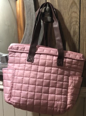 Eco One Mauve Pink Quilted Insulated Lunch Travel Cold Bag Zip Straps Pockets - Image 1 of 4