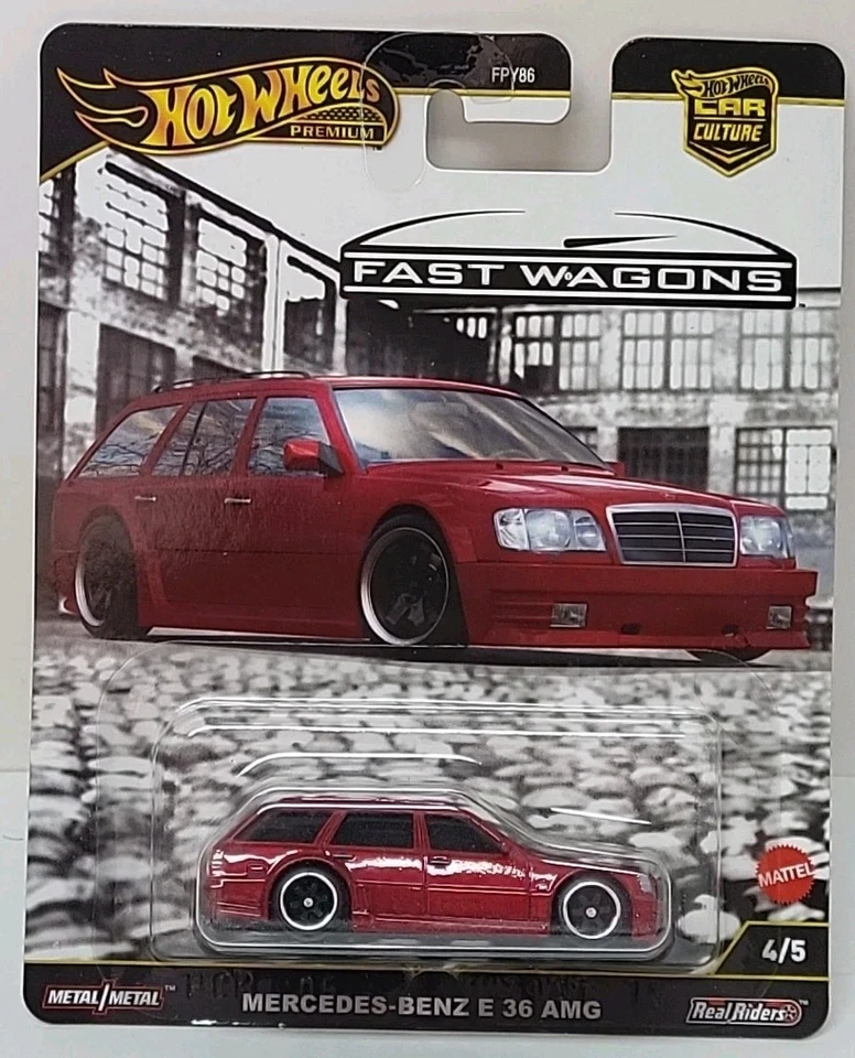 1/64 HOT WHEELS PREMIUM FAST WAGONS REAL RIDERS 4/5 MERCEDES-BENZ E-36 AMG RED