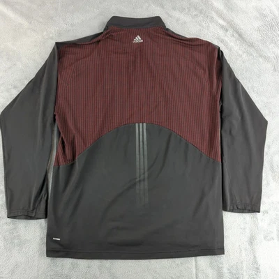 Camisa Adidas Masculina XL Preta Vermelha ClimaCool Formotion 1/4 Zíper Performance Stretch - Imagem 1 de 4