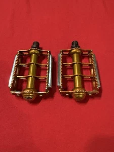 KKT K-MX 9/16 GOLD RAT TRAP PEDALS OLD SCHOOL BMX GT HUTCH LIGHTNING - Picture 1 of 6