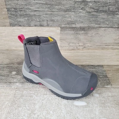 Botines Chelsea Keen Kootenay III para niños talla 9 cuero gris sin cordones punta redonda tobillo Foto 1 de 4