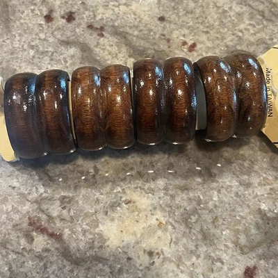 MCM Genuine Hard Wood Napkin Rings - Set of 4 - Wood Napkin Holders VTG - Image 1 of 4