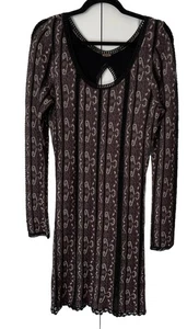 Nuevo $158 Vestido Free People Tejido Ojo de Cerradura Encaje Mujer Grande Púrpura Negro Cachemira C1 - Imagen 1 de 8