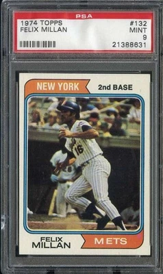 1974 TOPPS #132 FELIX MILLAN PSA 9 METS *B74129 - Image 1 of 2