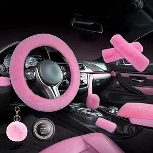 1 Set 8 Pieces Fluffy Steering Wheel Cover Set,Warm Soft Fuzzy Steering Wheel Co - Picture 1 of 12