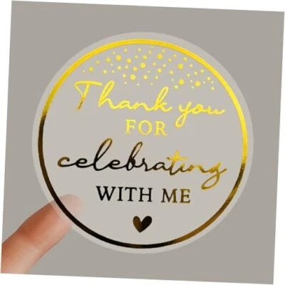 100 etiquetas de agradecimiento por celebrar con nosotros cumpleaños real conmigo lámina de oro Foto 1 de 4