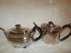 2 X Vintage Victorian Silver Plated Tea Pot's - EP NS, Ebony handle's - Picture 1 of 8