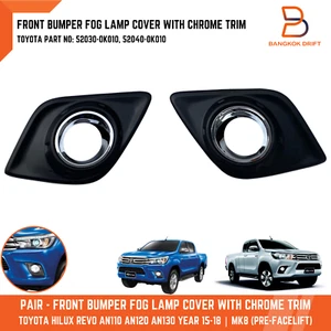Black Fog Lamp Spot Light Cover Chrome Trim For Toyota Hilux Revo Pickup 15-20 - Picture 1 of 12