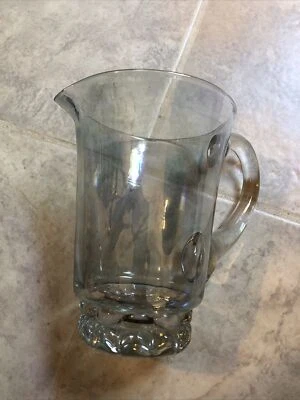 PICHET POT A EAU ANCIEN EN VERRE 18cm Bleuté Style Art Déco Carafe - Photo 1/2