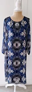 Aniston Selected Ladies Navy Print Sheer Lined Dress Size 12 Brand New - Picture 1 of 5