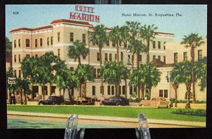 Postcard Hotel Marion St Augustine Florida Unposted Linen - Imagen 1 de 4