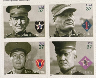 Scott 3961 - 3964 2005 USPS Distinguished Marines, .37, pane of 20 - Image 1 of 4