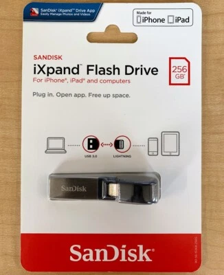 SanDisk 256gb iXpand USB 3.0 Flash Drive iPhone iPad SDIX30N-256G-AN6NE Flex Mac - Image 1 of 4