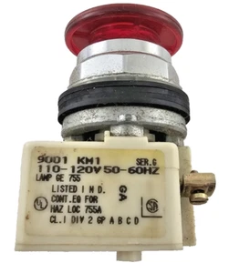 KR9P1R CLASS 9001 SQUARE D RED PILOTED PUSH/PULL OPERATOR - Picture 1 of 7