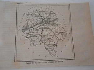 Gravure 1879 - Petite carte du Dpt d'Indre et Loire - Picture 1 of 1