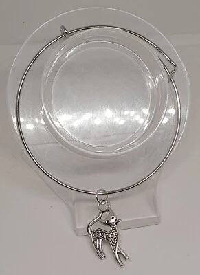 Bracciale Regolabile Con Ciondolo Charm in Acciaio Color Argento Gatto Silver - Immagine 1 di 2