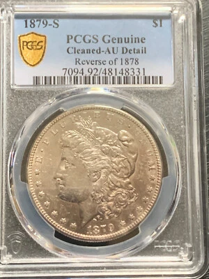 1879-S Morgan Silver Dollar Reverse of 1878 PCGS AU Detail Cleaned US $1 1879 S - Image 1 of 4