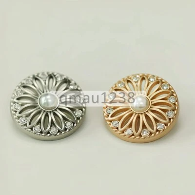 6x METAL PEARL RHINESTONE SHANK BUTTONS FLORAL 15MM-25MM CLOTHING COAT SEW CRAFT - Image 1 of 4